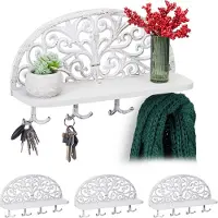 Relaxdays 4 x Wandgarderobe mit Ablage weiß Weiß,Schwarz