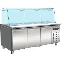 CombiSteel Saladette Premium - 1795 mm - Glasaufsatz für 5 x 1/1 GN - 3 Türen