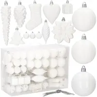 Springos Weihnachtskugeln - - 72 Stück - Kunststoff - Weiß - 8 cm