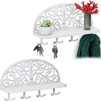 Relaxdays 2 x Wandgarderobe mit Ablage weiß Weiß,Schwarz
