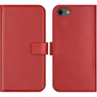 Selencia Apple iPhone SE (2022 / 2020) / 8 / 7 / 6(s) Hülle - Echtes Leder - - Klapphülle - Rot