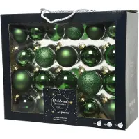 Décoris Weihnachtsdekoration Glas d7 cm Tannengrün Esel 42pcs (groen)