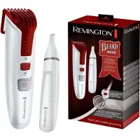 Remington Barttrimmer Geschenkset MB4122 inkl. Nasen- & Ohrenhaarschneider (Edelstahlklingen, 11 Längeneinstellungen, Batteriebetrieben inkl. 2 x AAA VARTA Batterien) Bartschneider