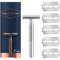 Gillette King C. Rasierer 1 Griff 5 Stahl Rasierklingen Sicherheit Rasiererprofil