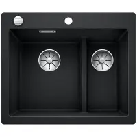 BLANCO PLEON 6 Split, SILGRANIT PuraDur, anthrazit, Hauptbecken links, mit Ablauffernbedienung