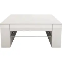 ML-Design Couchtisch in hochglanz Weiß, Geräumiger Wohnzimmertisch/Loungetisch aus Spanplatte mit Glasablage und 4 Fächern an den Seiten, 100x42x60 cm