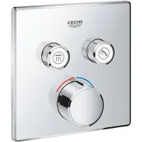 GROHE SmartControl Unterputzmischer, zwei Absperrventile, eckige Rosette, 2 Verbraucher, chrom, 29148000