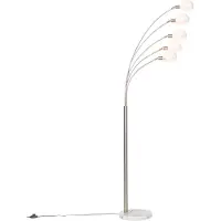 QAZQA Design Stehleuchte Stahl mit Opalglas 5-flammig - Sixties Marmo
