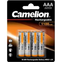 Camelion AAA, Micro, LR03, HR04, NiMH Akku mit bis zu 1100mAh in 4er Blisterverpackung, Abmessungen 44,2x10,2mm