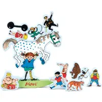 Peppi Pitkätossu Micki Pippi Langstrumpf Holz-Balancierpuzzle mit Figuren, 12-teilig