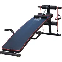 HOMdotCOM Sit-up Bank Bauchtrainer - verstellbar - schwarz/rot 56,5 x 135 x 50-68cm