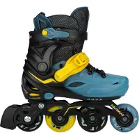 Nijdam Skeelers - Verstelbaar - Blacktop Game - Zwart/Blauw - 33-36