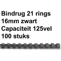 GBC Binderücken, Plastik, Ø 16 mm, 100 Stück, schwarz
