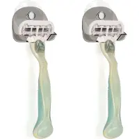 Kwmobile 2X Rasiererhalter mit Saugnapf - Selbstklebende Rasierer-Wandhalterung - Badezimmer-Organizer fόr Glas und Fliesen - Schwarz/Transparent
