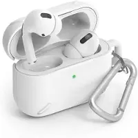 Ringke Silikon Hülle, Schutzhülle für Apple Airpods Pro, weiß inkl. Karabiner Haken