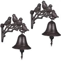 Relaxdays 2 x Türglocke Gusseisen Vögel Dunkelbraun