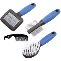 Ferplast Pflegeset für Kaninchen 13 cm blau/schwarz 4-teilig