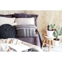 Passion for Linen Zierkissenbezug Verbier Beige Black (60 x 60 cm)