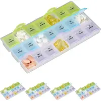 Relaxdays 5 x Tablettenbox 7 Tage 3 Fächer Transparent