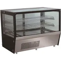 CombiSteel Kühlvitrine SABOS | 2 Ebenen + LED | 159 Liter, HxBxT 67,8x87,3x57,6cm | +3/+8°C | Schwarz/Edelstahl