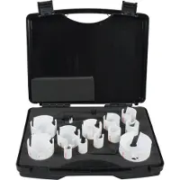 Projahn Hartmetall-Lochsägen-Set, HM TCT, 12-teilig, Ø 19–76 mm, inkl. Quick-Lock Adapter, HSS- & HM-Zentrierbohrer, Koffer