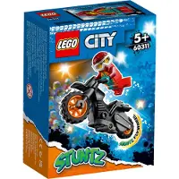 LEGO 60311 City Stuntz Feuer-Stuntbike mit Schwungradantrieb, Spielzeug-Motorrad mit Feuerwehrchefin als Stuntwoman, für Kinder ab 5 Jahren