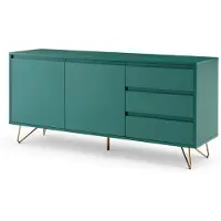 SalesFever Sideboard aus MDF | 2 Türen und 3 Schubladen | Beine Metall mit Messinglegierung | B 150 x T 40 x H 70 cm | grün