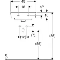 Geberit Handwaschbecken Renova Plan 45x34cm, o. Hahnl., o. ÜL, weiß KeraTect
