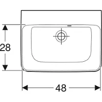 Geberit Handwaschbecken Renova Plan 50x38cm, o HL, m asymetrischem Ü, w K-T.