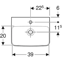 Geberit Handwaschbecken Renova Plan mit HL mittig, mit ÜL 450x340mm weiß
