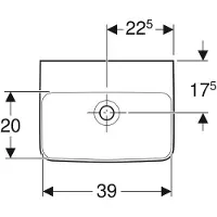 Geberit Handwaschbecken Renova Plan 45x34cm, o. Hahnloch, mit Überlauf, weiß