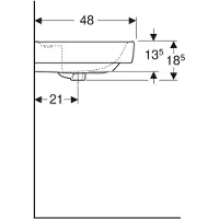 Geberit Renova Plan, Waschtisch, 60x48 cm, 1 Hahnloch, ohne Überlauf, 501637