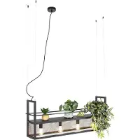QAZQA Industrielle Hängelampe schwarz mit Mesh 4-flammig - Cage Rack