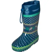 Playshoes Baby Kinder Gummistiefel Regenstiefel Matschstiefel gefüttert Blau, Größe:27