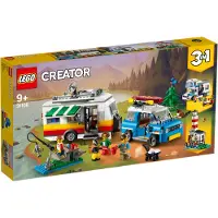 LEGO 31108 Creator 3-in-1 Campingurlaub Spielset mit Auto, Wohnmobil, Campingbus, Leuchtturm, Sommer-Bauspielzeug