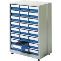 Treston Schubladenmagazin 2440 Gehäuse grau, 24 Schubladen Rot, 7 Böden, 240 kg, bis 336 Sortierungen