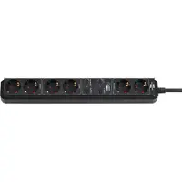 Brennenstuhl 1159760936, 1,5 m, Schwarz, Schwarz, Kabelgebunden, 6 AC-Ausgänge, 105 mm