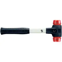 HALDER SIMPLEX Schonhammer Ø 30 mm Plastik rot mit verstärkem Tempergussgehäuse und Fiberglasstiel