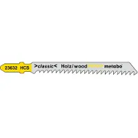 Metabo 100 Stichsägeblätter "fast wood" 74/ 4,0 mm (623712000), Säbelsägeblatt, Spanholzplatte, Hartholz, Sperrholz, Weichholz, Hartstahl (HCS), Schwarz, Weiß, Gelb, 7,4 cm, 100 Stück(e)