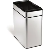 Simplehuman 10 Liter profil offener Abfalleimer, gebürsteter Edelstahl - 11,8x11,8x58,4 cm; CW1225