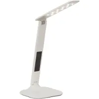 Brilliant funktionale LED Schreibtischleuchte GLENN in weiß | Datumsanzeige und Wecker integriert | Lichtfarbe einstellbar | inkl. USB-Anschluss | 5W 320 Lumen 2.700 bis 6.500 Kelvin