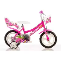 Dino Bikes Kinderfahrrad "Mädchenfahrrad 12 Zoll" 1 Gang mit Stützrädern, Korb und Puppensitz