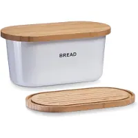 Zeller Brotkasten, Deckel als Brotschneidebrett zu verwenden, Maße: 39 x 23 x 18,5 cm, weiß / natur