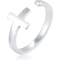 Elli Fingerring Kreuz Geo Größenverstellbar 925 Sterling Silber