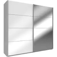 Wimex Kleiderschrank Easy Plus 225x65x210cm Schwebetürenschrank weiß / weißglas Spiegel