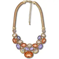 Steuer Modeschmuck Collier mit prachtvollem Strass mehrfarbig