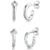 Elli Ohrringe 2Er Creolen Set Minimal Basic Trend 925 Silber Elli Silber