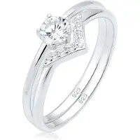 Elli Ring Set Solitär Dreieck Zirkonia 925 Sterling Silber Elli Silber