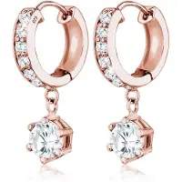 Elli Ohrringe Creolen Zirkonia Elegant Funkelnd 925 Silber Elli Rosa