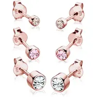 Elli Ohrringe 3Er Set Basic Kristalle 925 Silber Elli Rosegold